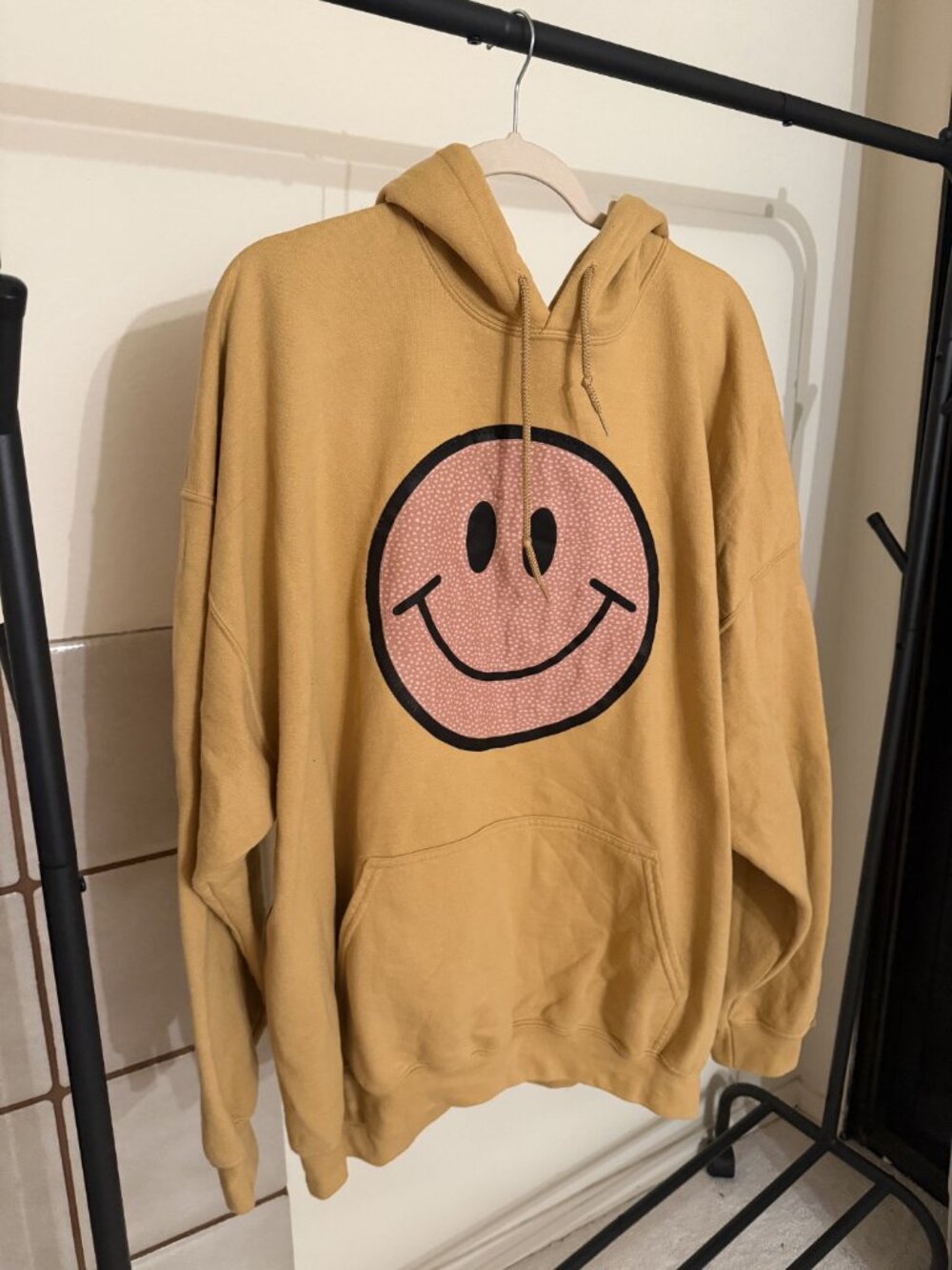 Mustard Yellow Smiley Face Hoodie